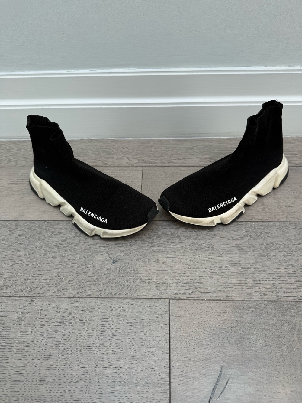 Balenciaga women’s Black and White Sock Sneakers